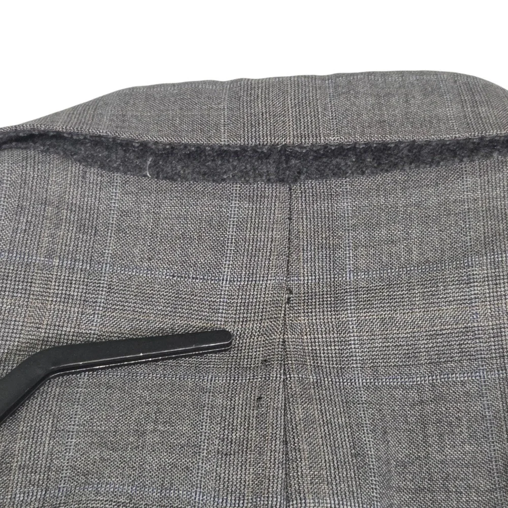 HICKEY FREEMAN Gray Loro Piana 120s Plaid Wool Blazer Sport Coat Jacket 44L